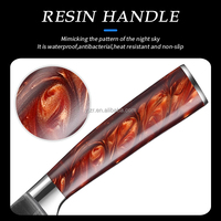 Manche en résine rouge en acier inoxydable Laser damas motif lame à éplucher Santoku Nakiri couteau à pain utilitaire en os couteau de cuisine