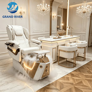Ensemble de chaise de pédicure et table de manucure de luxe Grandriver, chaise de pédicure électrique avec spa pour les pieds, chaise de pédicure massante avec brumisateur - Product Image 1