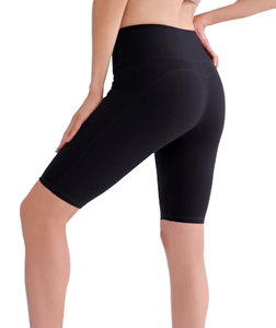 Shorts de sport pour femmes, logo personnalisé, protection solaire UPF 50+, sans couture avant, taille élastique, 66 % nylon, pour le yoga, la course à vélo et les entraînements - Product Image 1