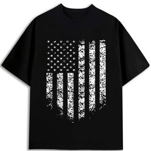 Camiseta de Algodón 180GSM para Hombre, Estampado de Bandera Americana, Cuello Redondo, Peso Pesado, Hecho en EE. UU., Modelo MBT-1591707222 - Product Image 1