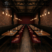 Ron Group Commerciële Restaurantmeubelen Gecapitonneerde Stoel Hoge Rug Lederen Booth Zitplaatsen Luxe Vierkante Massief Houten Tafel