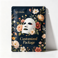 Sachet d'emballage personnalisé en aluminium Mylar imprimé en couleur florale, scellé sur 3 côtés, pour masques faciaux cosmétiques, EXW, faible MOQ