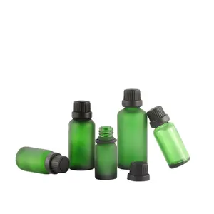 10ml 30ml पाले सेओढ़ लिया हरे कांच बाल तेल खाली बोतलें ड्रॉपर पैकेजिंग