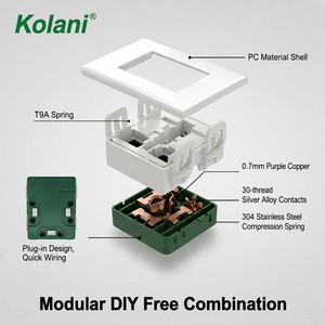 ปลั๊กไฟติดผนังแบบโมดูลาร์ Kolani, สวิตช์ไฟ LED แบบฝัง 120 ช่อง + เต้ารับไฟฟ้า 3 ขาแบบมาตรฐานสากล - Product Image 4