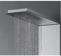 Panneau de douche mural en acier inoxydable chromé brossé de qualité supérieure avec système de douche céramique effet pluie et cascade, mitigeur de salle de bain