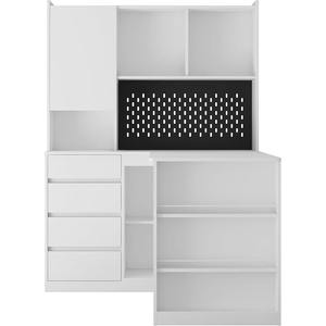 <span class=keywords><strong>Bureau</strong></span> d'angle pour <span class=keywords><strong>bureau</strong></span> à domicile avec clapier <span class=keywords><strong>Bureau</strong></span> d'ordinateur de jeu en forme de L avec tiroirs de rangement et étagère pour ordinateur portable - Product Image 4