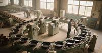 Ligne de production de revêtement antiadhésif en PTFE avec PLC et moteur semi-automatique pour ustensiles de cuisine/casseroles Support CKD/SKD haute efficacité