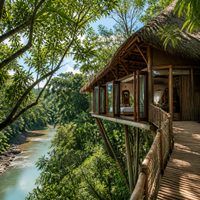 Fenêtre pliante JUNYAO Factory Rainforest Lodge 5+20A+5 Low-E résistante aux ouragans NFRC CE OEM pour villa en pleine jungle