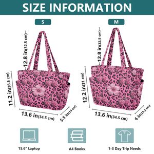 Bolsa de Mano Personalizada con Estampado de Leopardo Rosa, Ligera, para Compras, Trabajo, Bolso Acolchado para Maestras y Enfermeras, para la Escuela y Viajes - Product Image 2