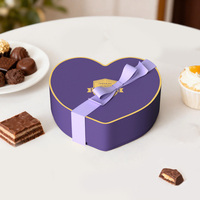 Boîte à chocolat de luxe personnalisée en forme de cœur violet rigide, écologique, avec logo sur mesure, échantillon gratuit pour les aliments