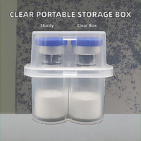 Boîte de rangement rectangulaire en plastique PP transparent épais portable en gros avec logo personnalisé pour flacons de poudre lyophilisée et peptides