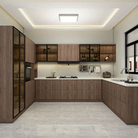 Haut de gamme gratuit Armoire de cuisine pour toute la maison Design personnalisé moderne modulaire de luxe en forme de L en MDF Pack plat pour la maison