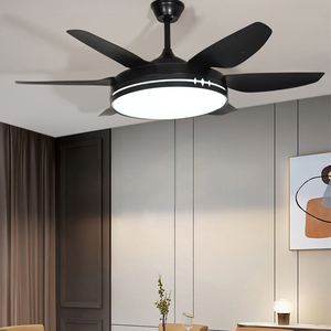 Ventilateur de plafond moderne blanc noir 55 pouces 6 vitesses télécommande LED avec lampe moteur BLDC matériau ABS utilisation dans le salon - Product Image 5