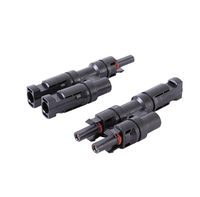 Kit de conectores de alimentación de panel solar Cable adaptador PV paralelo de rama Y 2P MCX M/FF + F/MM carcasa de nailon contacto de cobre duradero