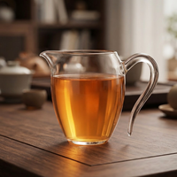 Petit service à thé en verre 280 ml / 9,57 oz, tasse de partage avec poignée en borosilicate pour thé chaud ou froid Gongfu