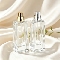 Flacons de parfum en verre de luxe 50 ml / 17 oz, flacons vaporisateurs rectangulaires en verre vides avec bouchon pompe, flacons de parfum en verre sur mesure
