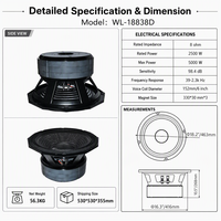 Subwoofer da 18 Pollici 2500W RMS con Bobina Vocale da 152mm, Altoparlante Professionale ad Alta Potenza per Eventi, Palchi e Club DJ