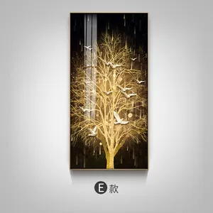 Pintura al óleo de árbol dorado de cristal personalizada para decoración del hogar, nuevo diseño, venta al por mayor