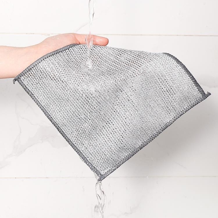 Chiffon de nettoyage fin monocouche 20*20 cm en fil d'argent de qualité supérieure