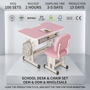 CHENZHI Height Adjustable Student Desk & Chair Set 70x50cm MDF Metal for School