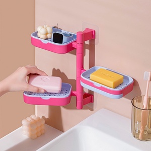 Juego de Jabonera Giratoria de Pared de Tres/Cuatro Niveles, Sin Perforaciones, con Drenaje, Estante de Almacenamiento Multicapa para el Hogar - Product Image 5