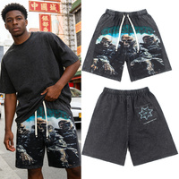 Pantalones Cortos Godspeed para Hombre, Marca Godspeed, Premium, de Algodón Lavado, con Diseño Gráfico Desgastado, Estilo Hip Hop Urbano