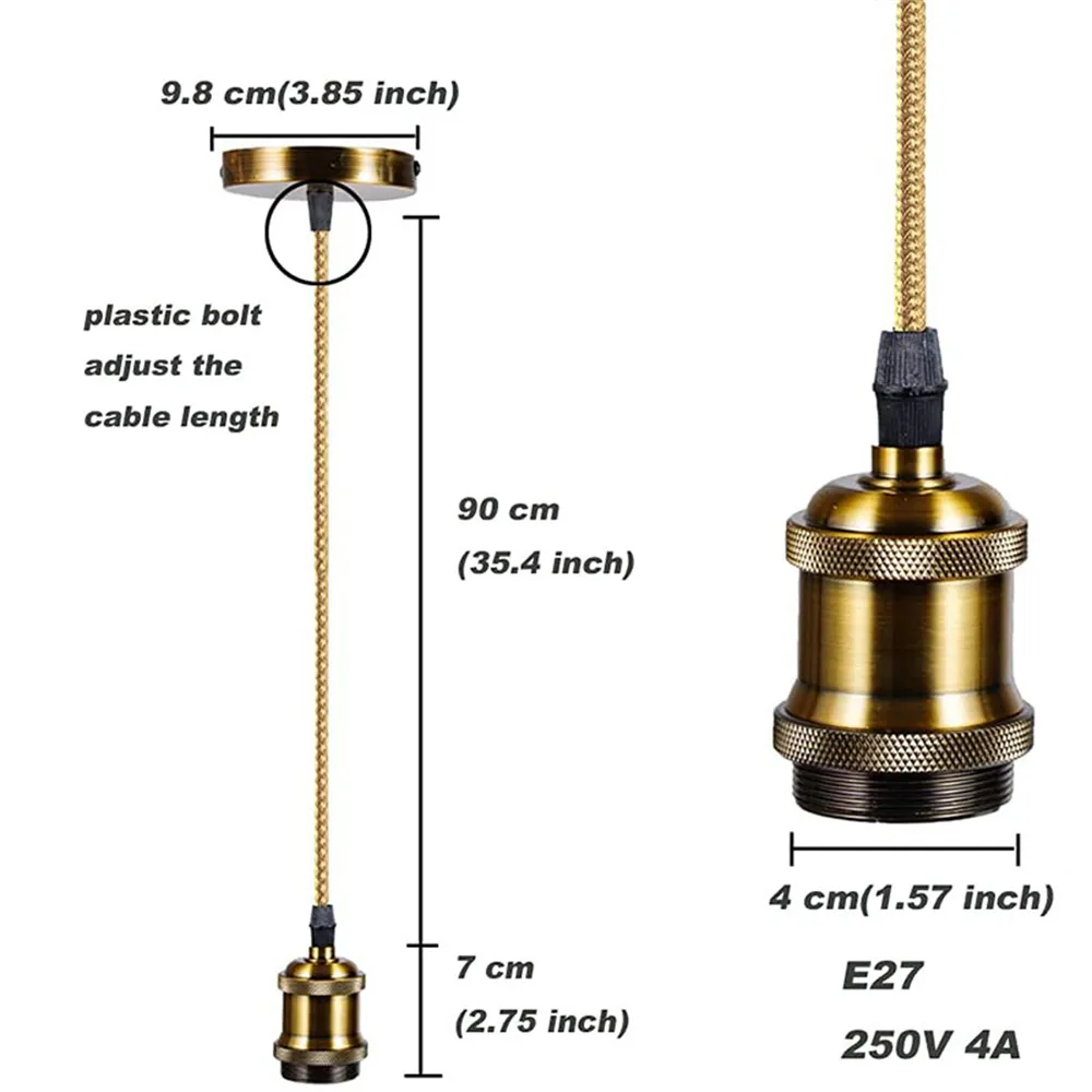 Produsen Lampu Logam Edison Kabel Fleksibel Antik Industri Liontin E27 Led Lampu Langit-langit Pemegang Dasar Lampu