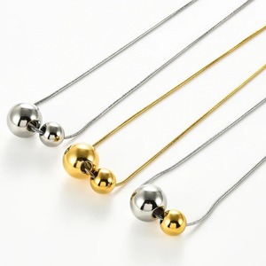 Collier tendance en acier inoxydable avec grandes et petites perles, breloques unisexes minimalistes couleur or et argent, cadeau de fiançailles - Product Image 1