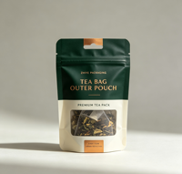 Sachets de thé plats personnalisés avec fermeture éclair, vente en gros, emballage individuel pour sachets de thé, pochettes de rangement réutilisables pour le thé