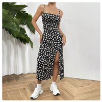 Gaun Kasual Wanita Model Tube Top Camisole Vintage Musim Semi 2026, Bermotif Bunga, Belahan Tinggi, Ketat, Rok Midi