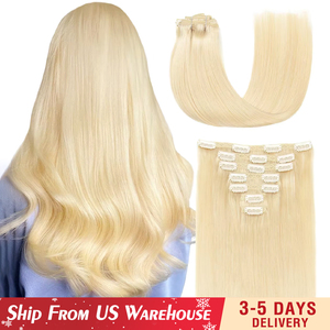Clip en extensión de cabello Cabello humano Clip natural real en extensión Trama doble 12-24 pulgadas 7PCS Clip Ins para agregar volumen - Product Image 2