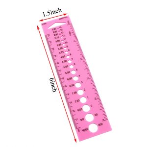 INCH cm Ruler <strong>UK</strong> US Canada Sizes Plastic <strong>Knitting</strong> Needle Gauge Circle Geometric Template Ruler Student Measure Tool, Pink - Product Image 5