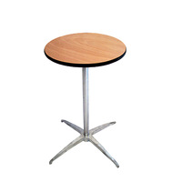 Table haute ronde moderne en MDF pour hôtel, avec pieds et base argentés réglables en hauteur, pour boîte de nuit et café en intérieur