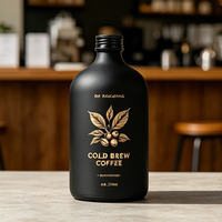Bouteille en verre noir mat de 500 ml (250 ml, 8 oz) pour café infusé à froid, avec logo personnalisé et bouchon inviolable – Idéale pour le café froid