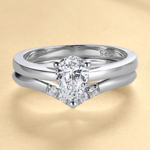 Anello di Fidanzamento da Donna in <span class=keywords><strong>Argento</strong></span> Sterling <span class=keywords><strong>925</strong></span> Placcato Rodio, Stile Punk con Taglio a Pera, per Matrimoni e Feste - Product Image 5