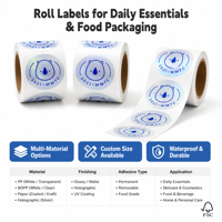Étiquette autocollante en papier holographique durable, imperméable, de qualité alimentaire, personnalisable, résistante aux enfants, pour pots en verre de 3 oz, pour collations