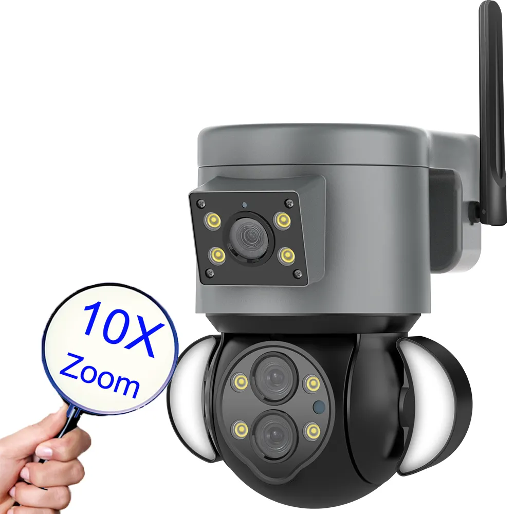 SECTEC กล้องวงจรปิดติดภายนอกความคมชัดสูง,กล้องรักษาความปลอดภัยเลนส์หลายเลนส์ซูมได้10X องศา PTZ
