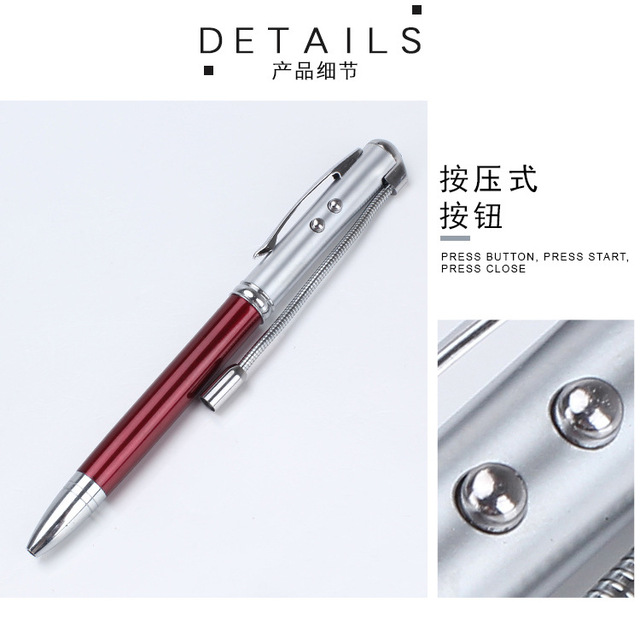 See and Write in the Dark 5-in-1 Lighted Ballpoint Pen with Bill Detector Blue Light, Red Laser Pointer