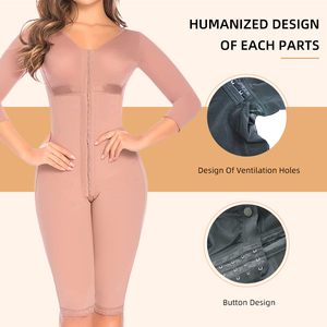 Stage 2 Knee Length Full Body Shaper Fajase Para Mujer Trainer Waist Big Buttock Colombian Girdle Shapewear <strong>Bodysuit</strong> with Sleeve - Product Image 4