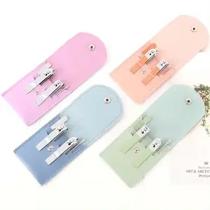 Candy Color 4Pcs Nail Cutter Fingernail Clippers Kit Nail Clippers Set Pedicure And Manicure Set With Pu Leather Bag