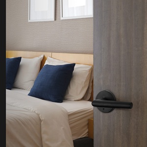Gagang Pintu Tuas Masuk Modern Tahan Lama dengan Kunci Deadbolt Silinder Tunggal, Desain Ramping, Pemasangan Mudah untuk Pintu Depan Kantor - Product Image 2