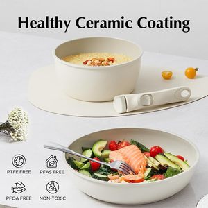 Batterie de cuisine antiadhésive en céramique chaude <span class=keywords><strong>TikTok</strong></span> avec poignée amovible, casseroles et poêles non toxiques et écologiques - Product Image 3