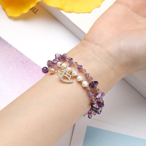 Commercio all'ingrosso irregolare cristallo naturale chakra pietra accessorio moda braccialetto perline <span class=keywords><strong>quarzo</strong></span> <span class=keywords><strong>rosa</strong></span> ametista braccialetto - Product Image 5