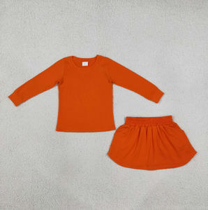 ชุดเสื้อผ้าฝ้ายแขนยาวสำหรับเด็กผู้หญิง ชุดเสื้อและกระโปรงสั้น - Product Image 4