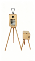 Nouvelle conception de photomaton intelligent multifonctionnel en bois de chêne rétro avec impression instantanée et écran tactile pour les fêtes, les smartphones et les appareils photo