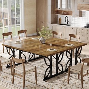 Mesa de Comedor SENYU de 71 Pulgadas para 6 Personas, Mesa de Cocina Estilo Rústico con Estructura Metálica, Mesa Rectangular para Comer, Muebles de Comedor - Product Image 3