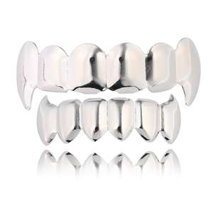 Hip Hop Gold Brace Grillz Cuerpo <span class=keywords><strong>de</strong></span> latón <span class=keywords><strong>de</strong></span> moda Vampiro Lobo Dientes Rejilla Estilo para fiestas Bodas Compromisos Aniversarios - Product Image 2