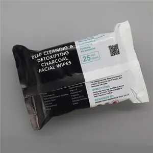 Private Label Moisturize Black Non-woven Charcoal Disposable Facial Makeup Remover Cleansing Wipes