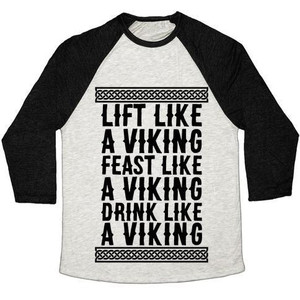 Camiseta de béisbol unisex de mezcla triple con estampado de "Lift, Feast, Drink Like a Viking" - Product Image 5