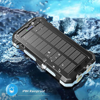 Neue Solar-Powerbank Dual USB Micro USB 20000mAh Wasserdicht Kompass Akku-Ladegerät Externes Tragbares Solarpanel LED-Licht OEM